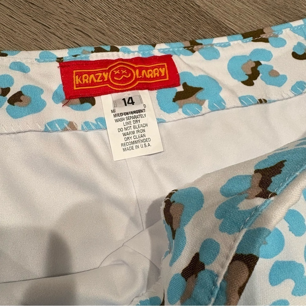 Krazy Larry Skort Women's Athletic Golf Skirt Blue Leopard Print Size 14 - Picture 3 of 8
